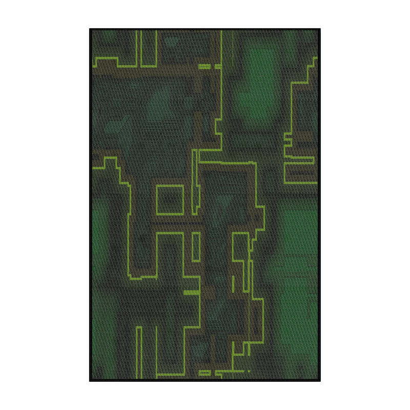 Tapis de zone vert foncé à motifs, Rectangle 2 pi x 5 pi