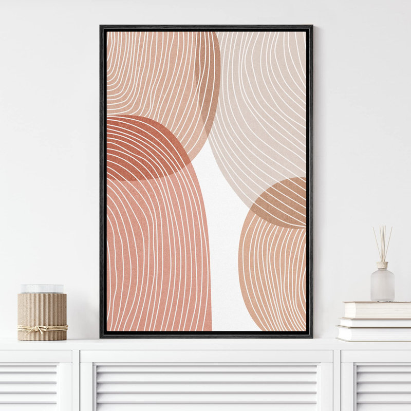 Ligne géométrique «Red Brown Nordic Circle Stripe Collage» sur, H 24 po x l 16 po, Noir
