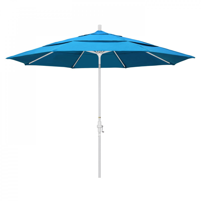 Parasol de marché Broadmeade octogonal Sunbrella, Toile toile Sunbrella® cyan, Blanc mat