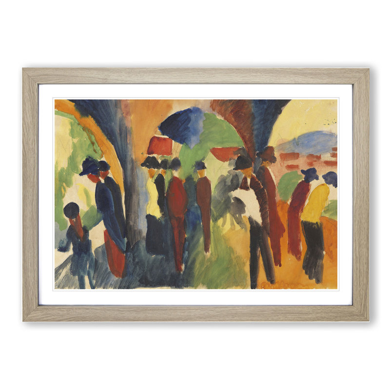 Crowd of People by August Macke - Picture Frame Painting, 48cm H x 65cm W x 2cm D, Oak Framed