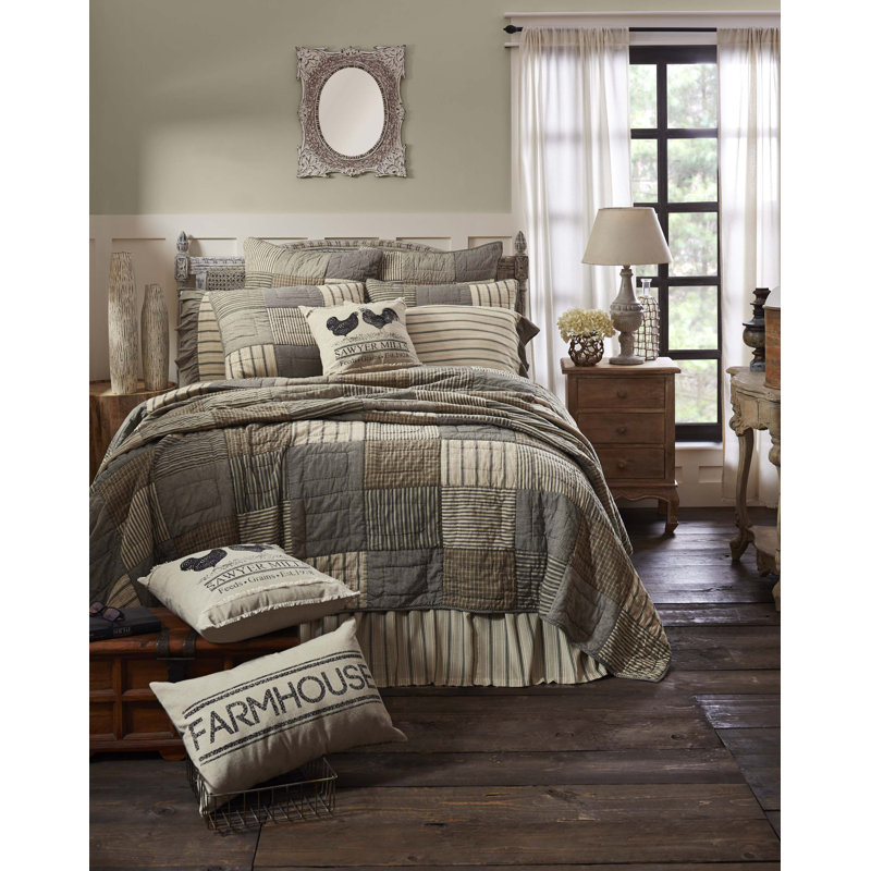 Sawyer Mill Charcoal Grey Cotton Patchwork Twin Quilt