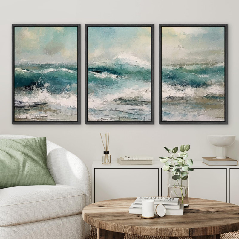 Coastal Beach, Cadre flottant noir, H 24 po x l 48 po x P 1,5 po
