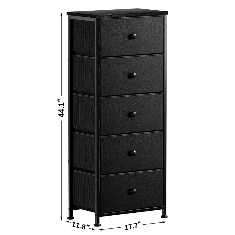 Ojaswi 5 Drawer 45.7Cm W Chest, Black