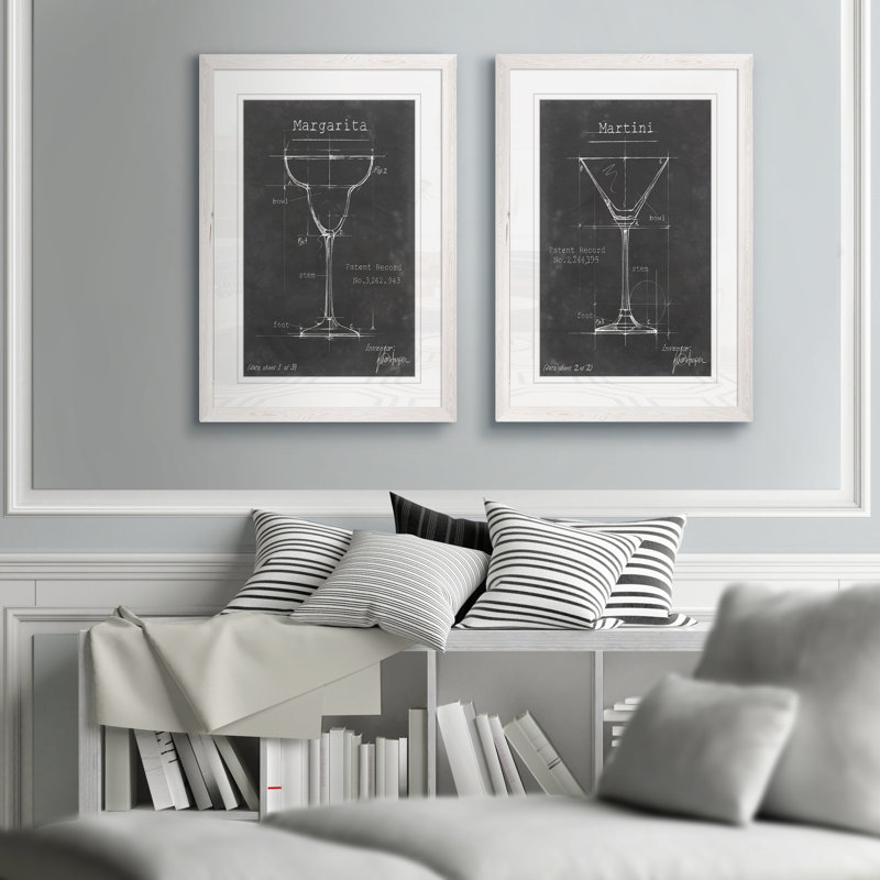 « articles bar blueprint v » par antonymeus bunjamin (abe)-2 pièces, ensemble de 2 reproductions d’art sur image, Blanc