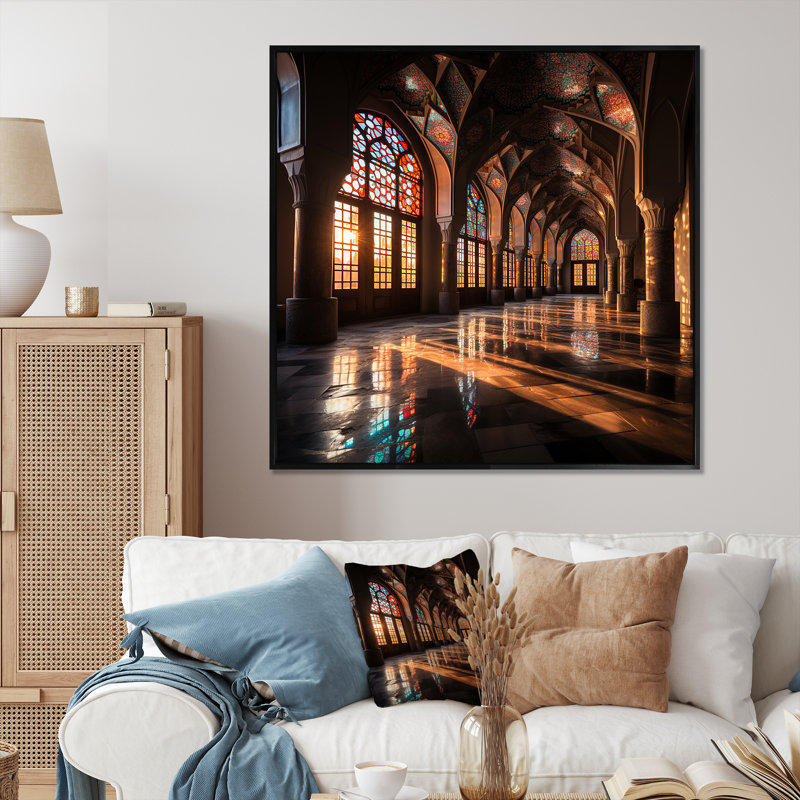 Mosquée Nasir Al Mulk, art iranien 1, Cadre flottant noir, H 36 po x l 36 po x P 1,5 po