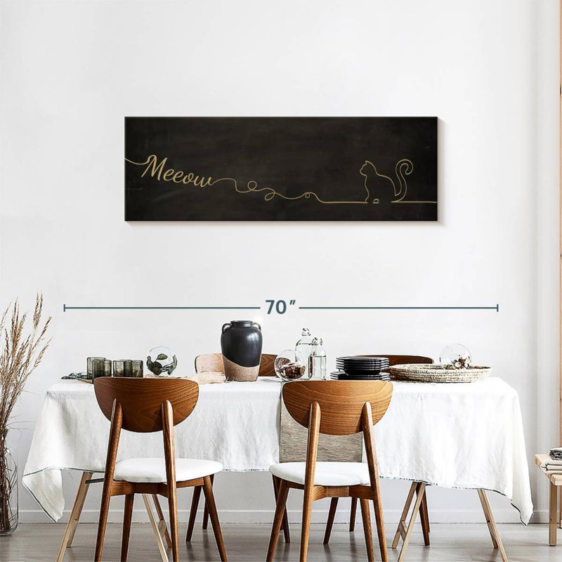 Chat Meow sur toile, H 18 po x l 54 po x P 1,25 po