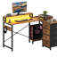 L-Shaped  Computer Desk with Built-In Electrical Outlet-311864647