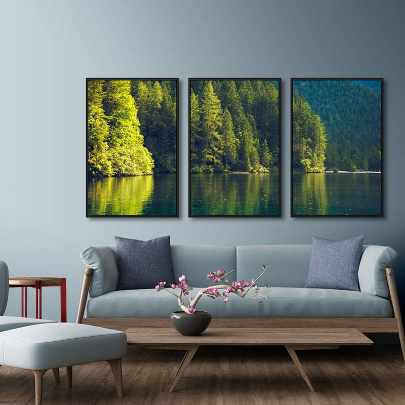 Nature paysage, art mural sur toile encadré pour le salon et la chambre à coucher, L 36 po x H 72 po, Noir