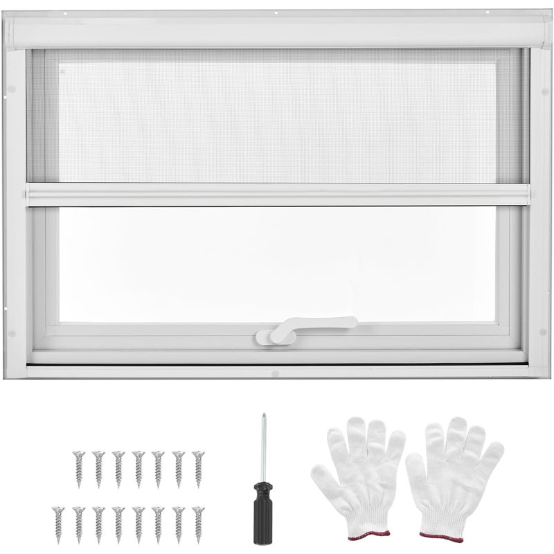 Fenêtre de maison, fenêtre de toit à réglage de la position d'ouverture à 4 vitesses, fenêtre à battant en verre renforcé de 5 mm avec filet magnétique rétractable, fenêtre coulissante pour la maison