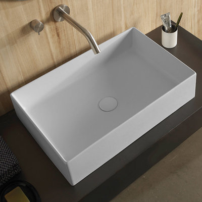 Lavabo de salle de bain vasque rectangulaire en céramique Teorema
