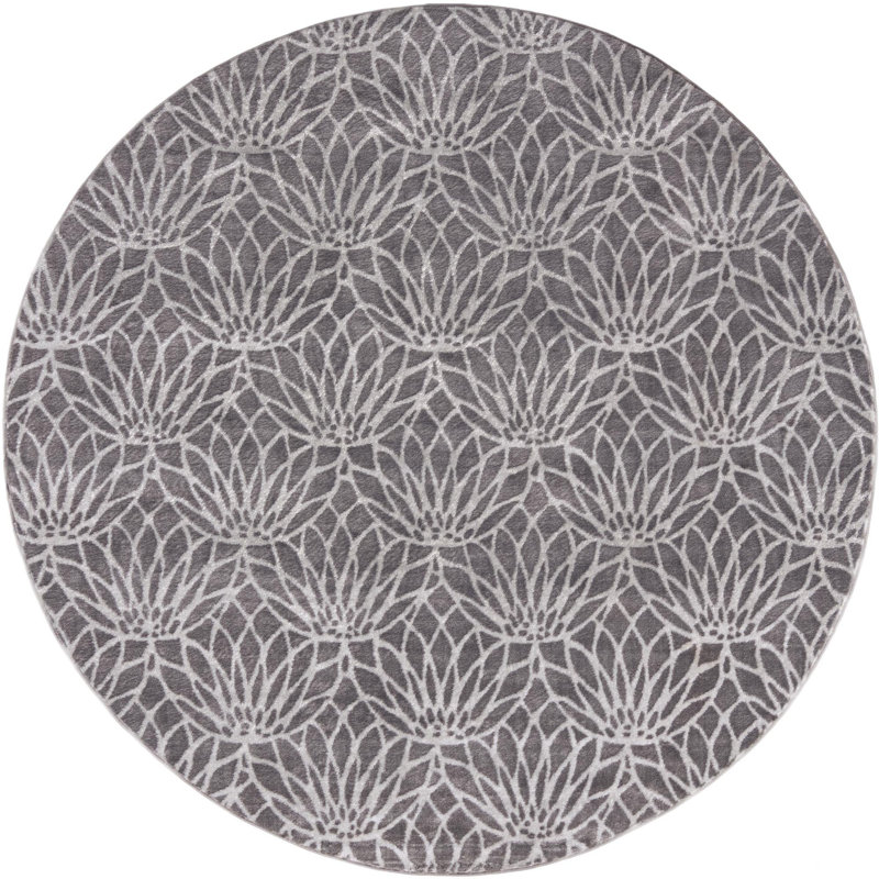 Tapis contemporain couleur pierre, Rond 7 pi 10 po