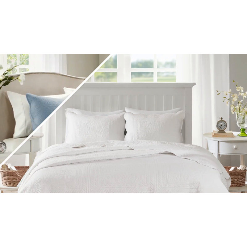 Cream Microfiber Reversible Scalloped Edge Daybed Cover Set