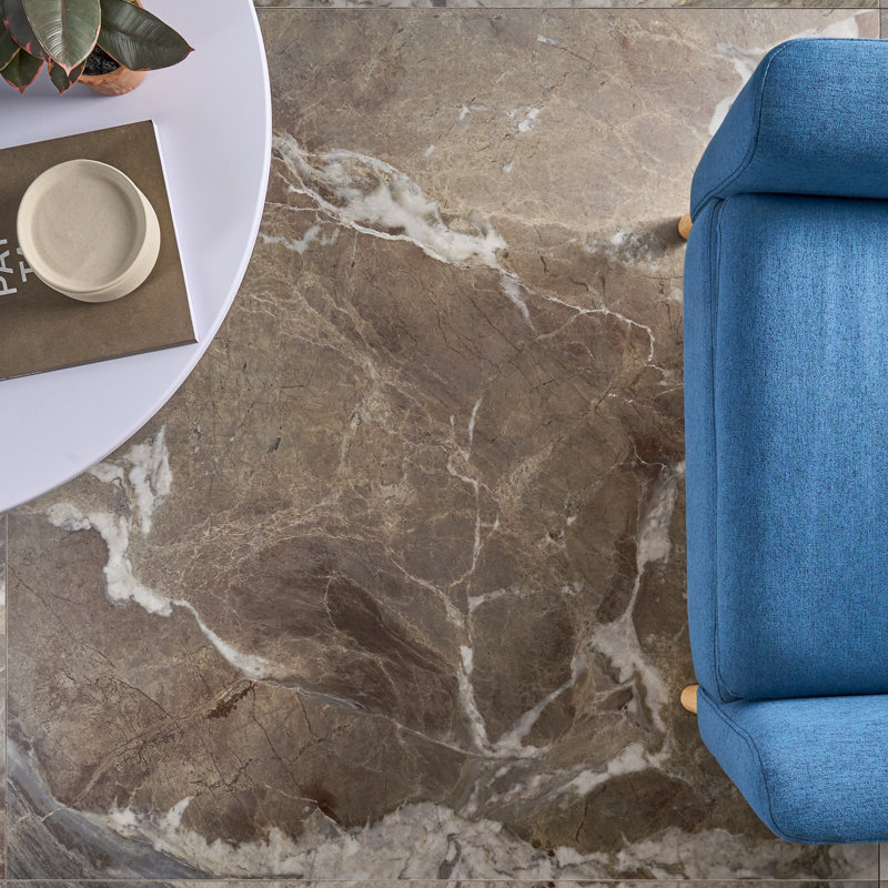 Autograph Arabescato 48X48 Marble Look Satin Porcelain Tile, Espresso