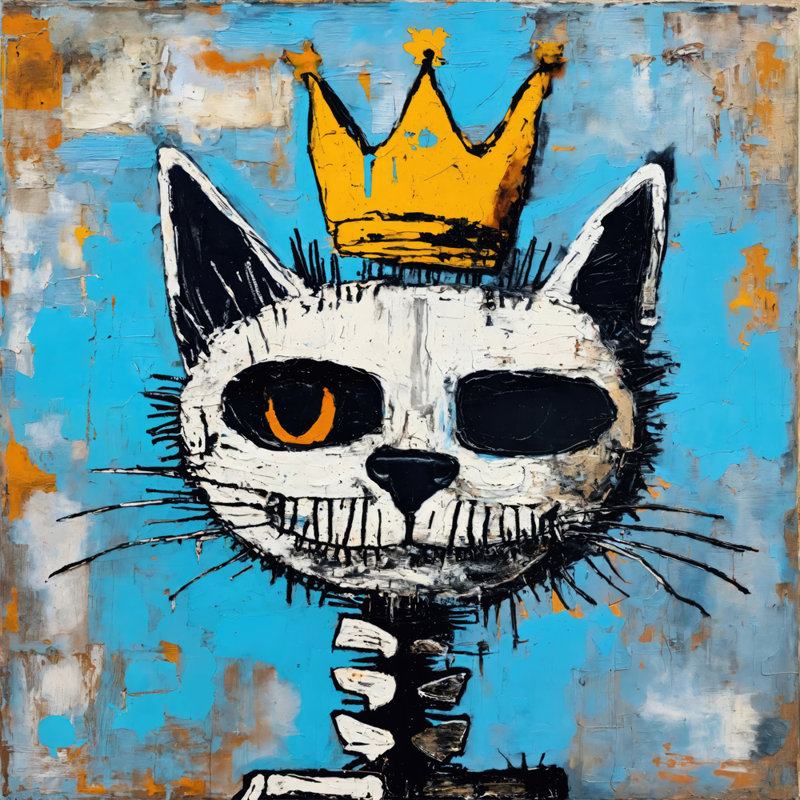 Chat 3 - Hommage - Basquiat, estampe numérique sur toile tendue avec châssis, H 24 po x l 24 po