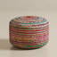 Pouf rond bohème Grant de 20 po W en jute tissé à la main et en coton