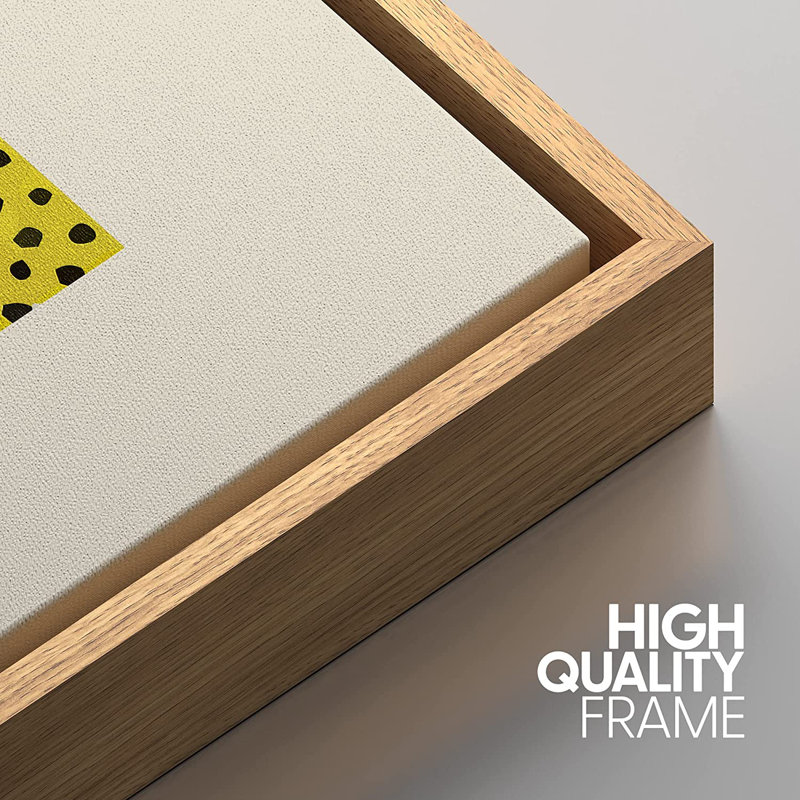 «Geometric Line Minimalist Abstract Lines Yellow Organic Modern Boho», reproduction d'art encadrée sur toile 3 pièces