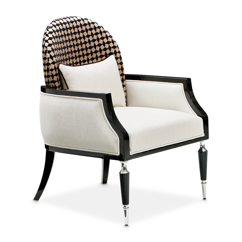 La Francaise 29'' Wide Armchair, Cream/Ivory/Black Polyester Blend