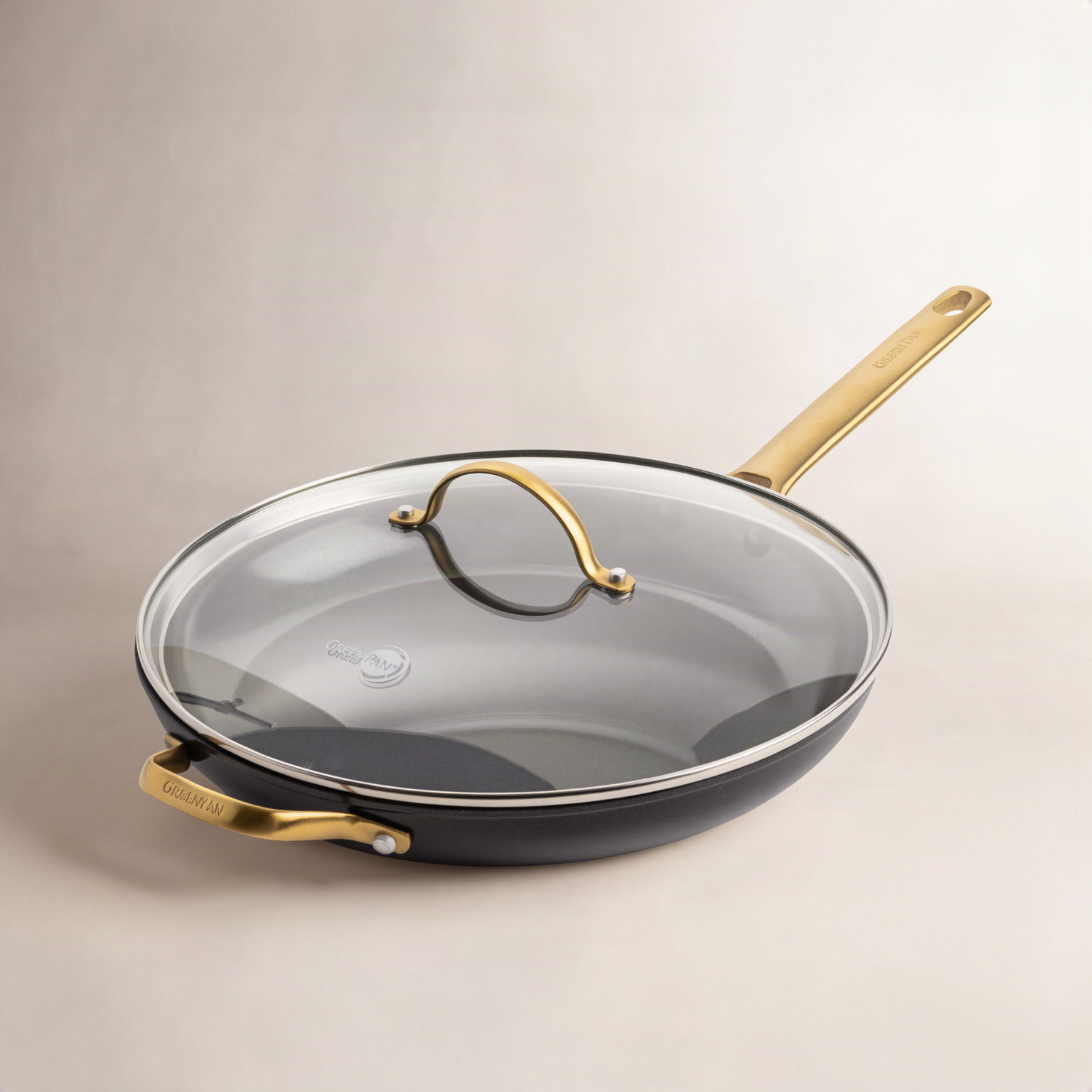 GreenPan Reserve 12" Ceramic Frying Pan, Black/Gold