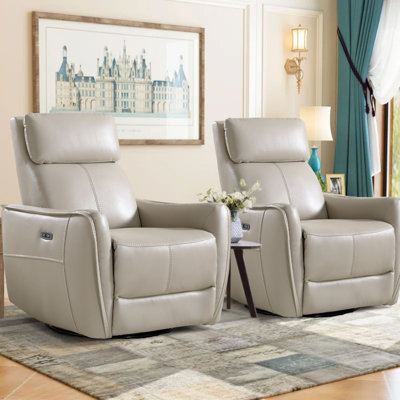 Ronni 32.3" Wide Modern Swivel and Rocker Power Recliner Chair with USB Port (Set of 2)