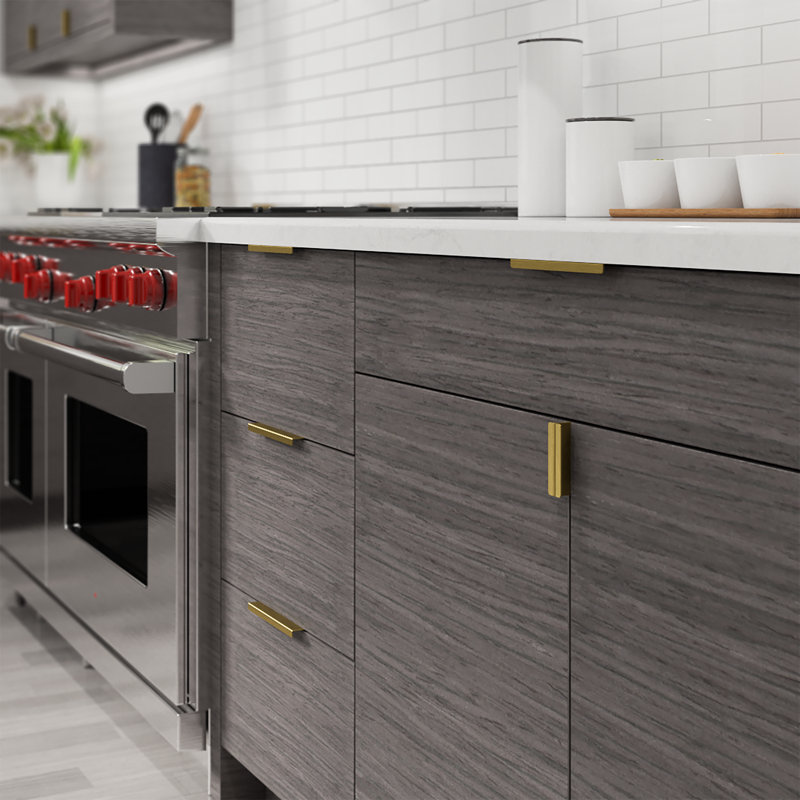 Brushed Gold Stainless Steel Modern Finger Pull Handle