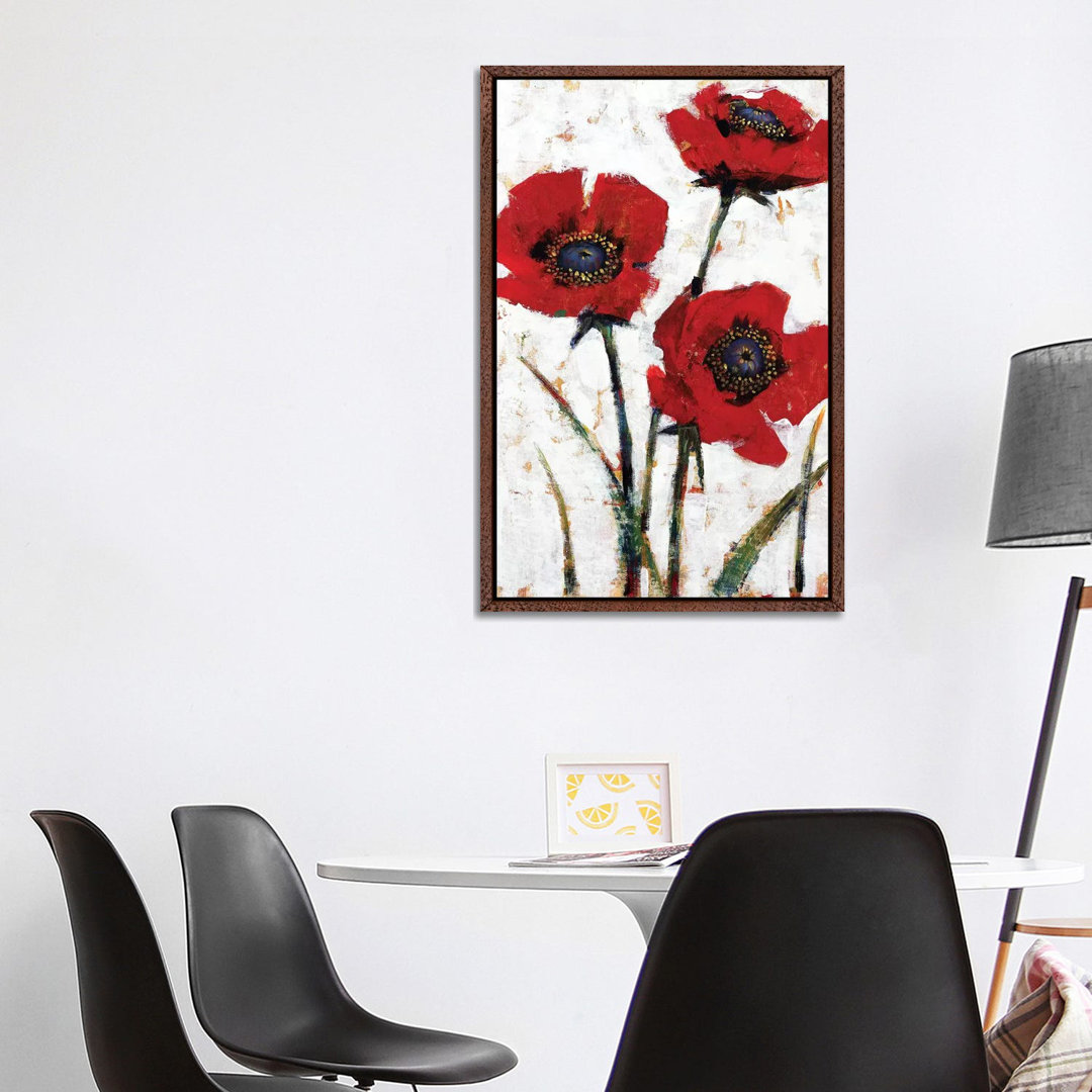 Roter Mohn Fresko II von Tim OToole - Galerie-verpackte Leinwand Giclée