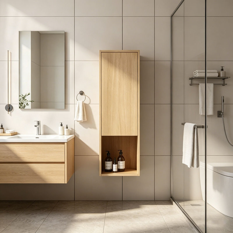 Petite armoire murale de 12 pouces, porte à fermeture douce, convenant à une petite salle de bain (emballage KD)
