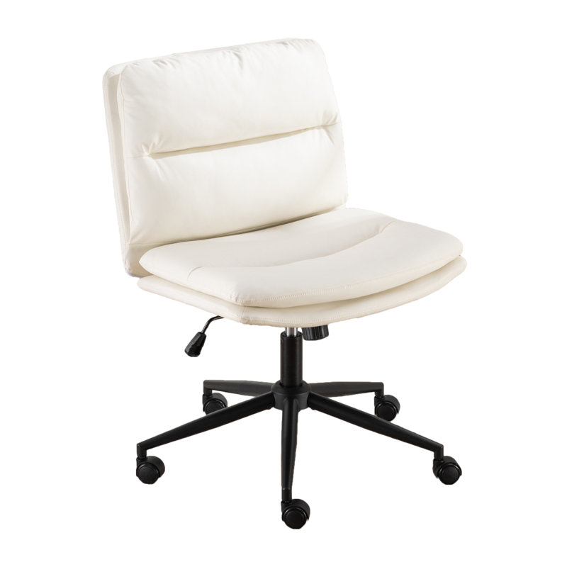 Fauteuil de bureau / chaise de coiffeuse / siège large / pivotant réglable Bizerte, Blanc