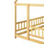 Lit double en bois pleine grandeur avec structure de toit, garde-corps de sécurité-608434704-608434708