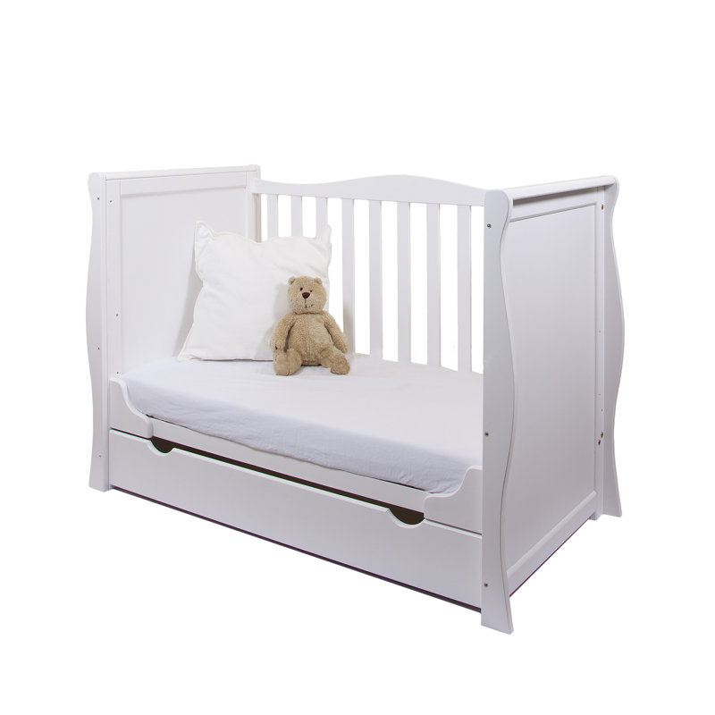 Willow Mini Cot Bed with Mattress 120x60x10cm, White