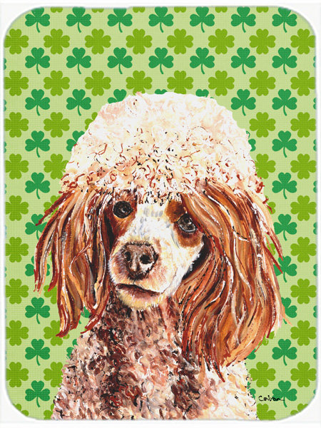 Caroline's Treasures Shamrock Lucky Irish Miniature Poodle St. Patrick's Day Glass Cutting Board
