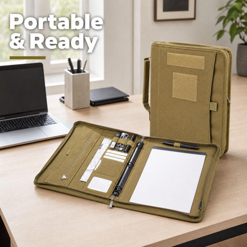 Portfolio Reliure, portefeuille durable avec reliure à 3 anneaux amovible, Beige
