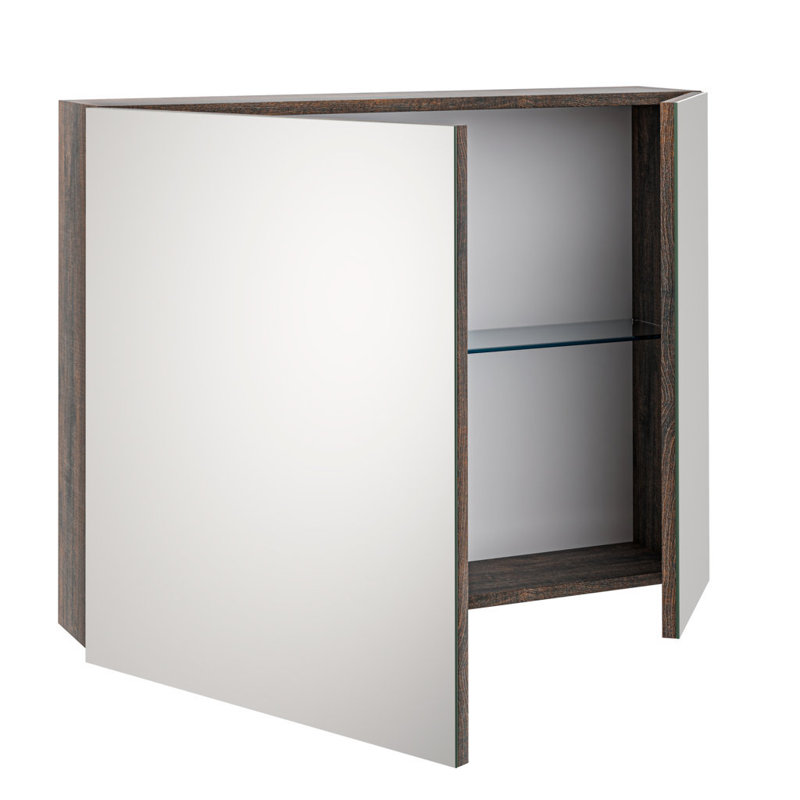 Evandra Surface Mirrored Bathroom Cabinets with Mirror and 1, 70" H x 90" W x 20" D, Dark Brown