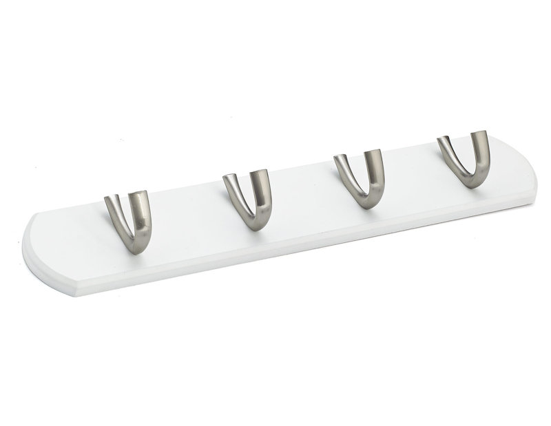 Contemporary Wall Mounted Coat Rack, White/Chrome