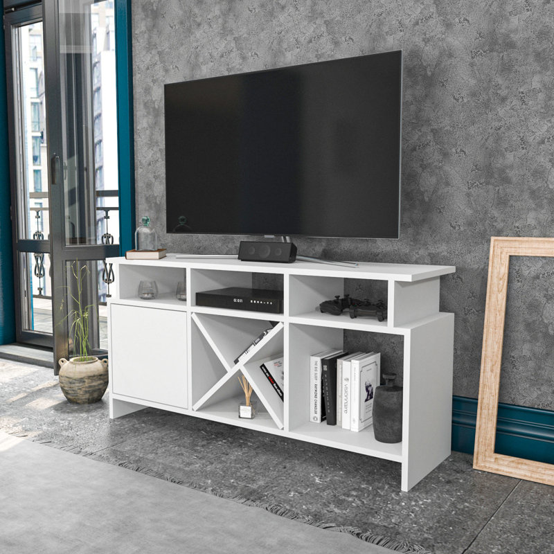 Meuble télé, Blanc/Noir