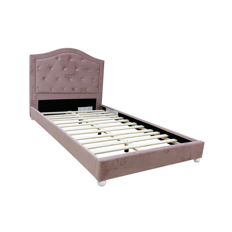 Reggie Pink Twin Upholstered Platform Bed with Storage