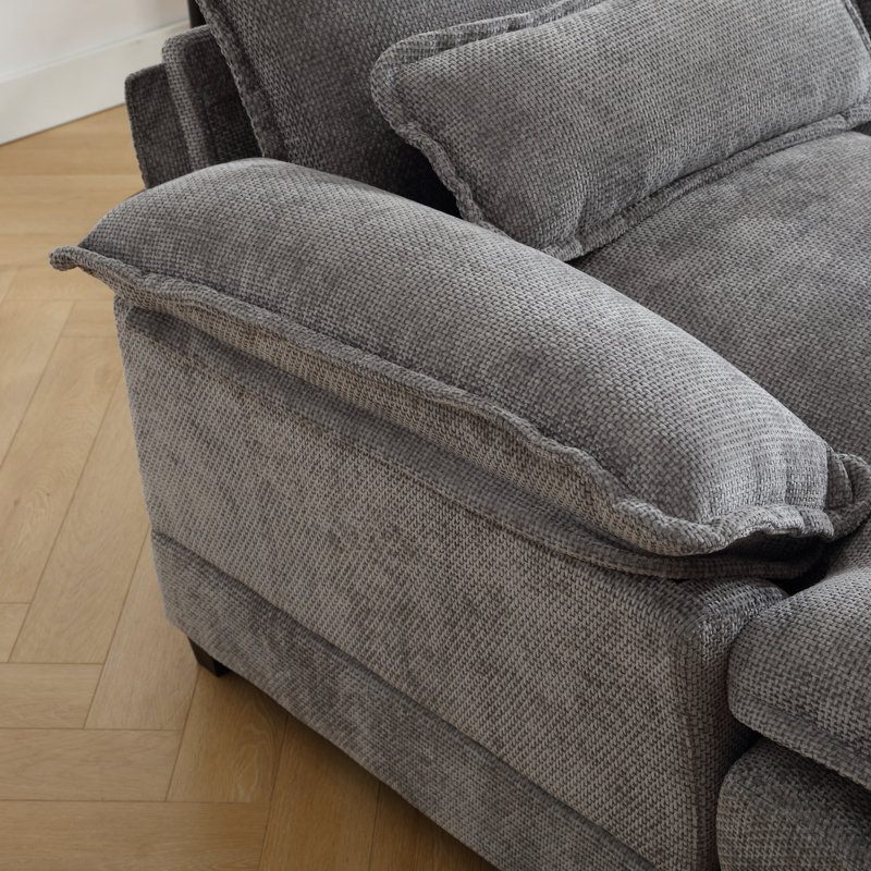 Quatre sièges avec revêtement en chenille, bois massif et éponge surdimensionnée en forme de U avec tissu, élastique