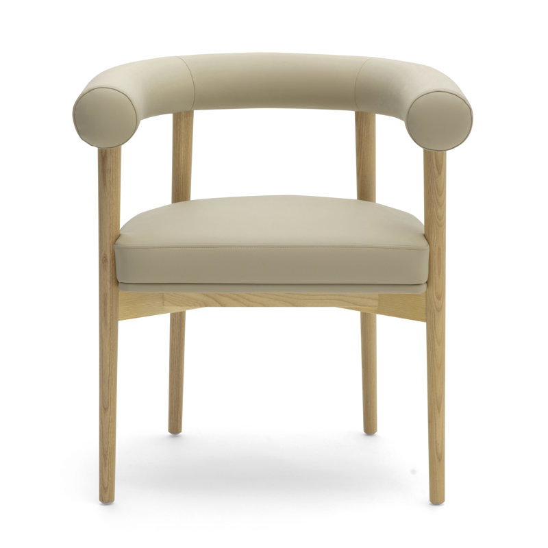 Chaise en cuir Spara, Naturel, Taupe