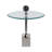 Rejanae Modern Accent Side Table with Glass Top, Labradorite Stone Accent, and Sculptural Base - Narrow Living Room End Table for Bedroom or Entryway - Contemporary Round Design - 23", Silver-1202243762