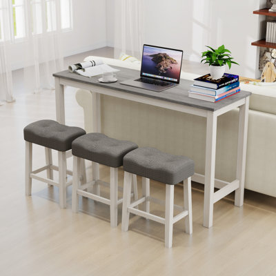 Ensemble de table de bar 4 pièces avec prise et 3 tabourets, table de salle à manger élégante et chaises