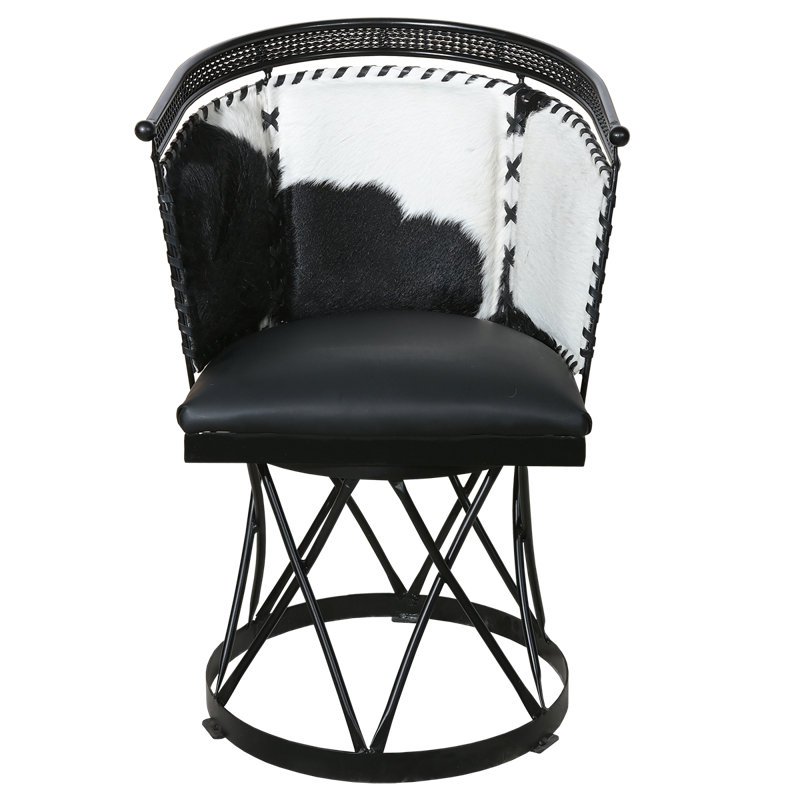 Fauteuil en cuir de vache noir CLAUDI Heritage