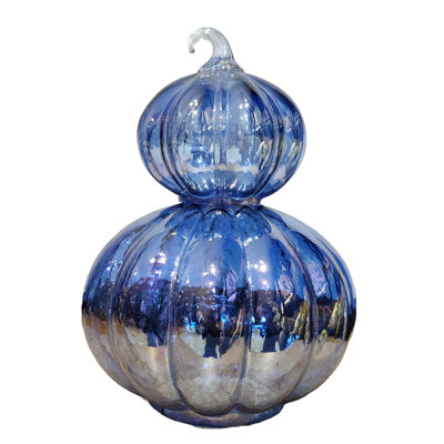 NAVY BLUE GLASS STACKABLE PUMPKIN