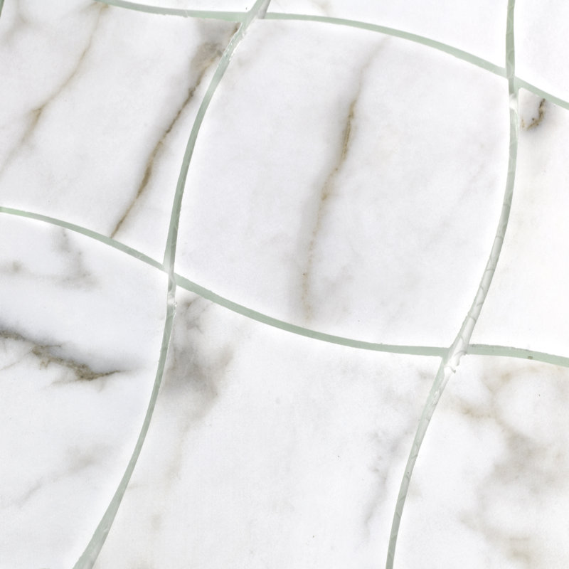 Art Deco Carrara 3" x 3" Glass Mosaic Tile