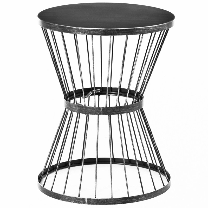 Table d'appoint de jardin en acier de 16 po Outsunny, table de bout de jardin avec sablier, table d'appoint pour l'extérieur et l'intérieur