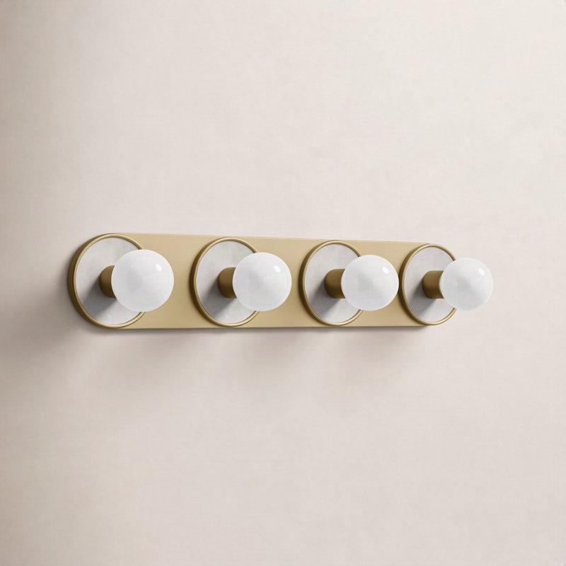 Rocha 4 - Light Dimmable Bath Bar, No, White Alabaster/Natural Aged Brass