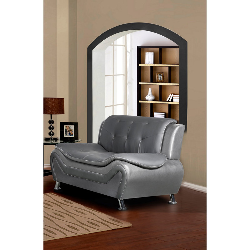 Halley Upholstered 57'' Loveseat, Gray Faux leather