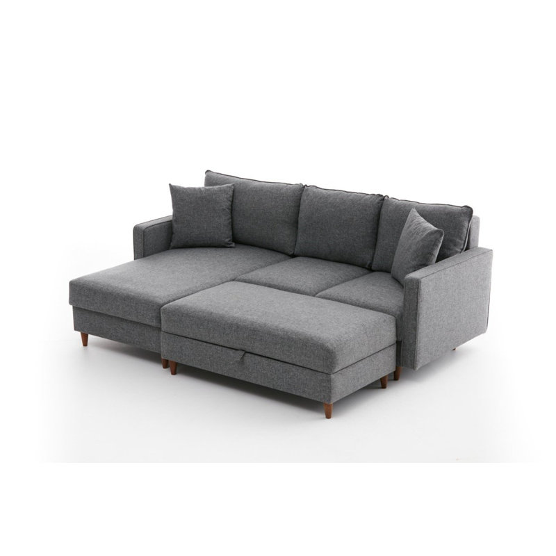 Canapé modulaire de 82,7 po Heylee, 100 % polyester gris, Orienté à gauche (vu de face)