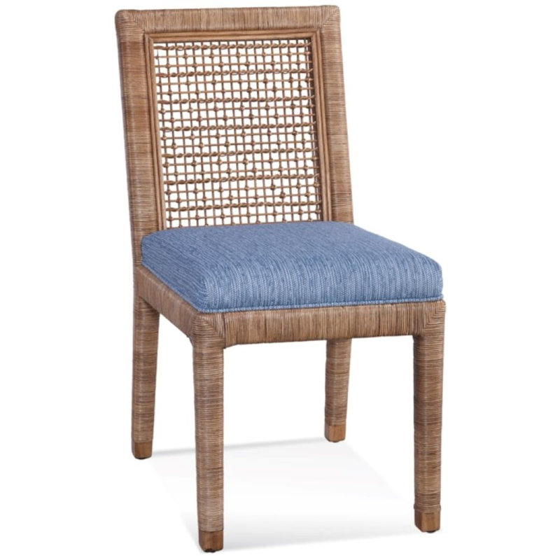 Glinda Side Chair, Honey, Cobalt Blue Stripe; 0204-64