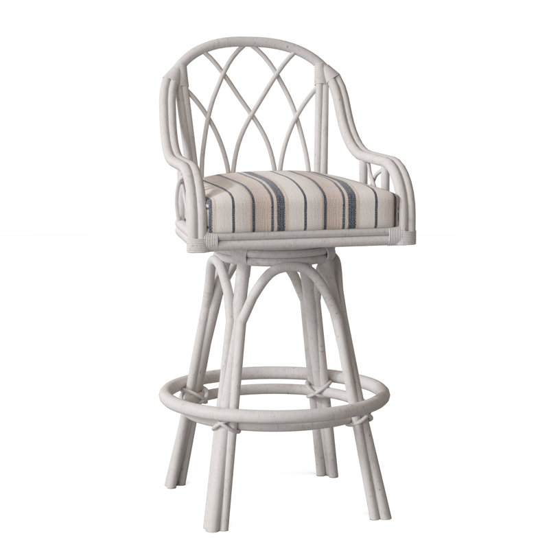 Tabouret de comptoir pivotant 24 po Edgewater, Rayures vert et bleu; 0252-54, Bisque