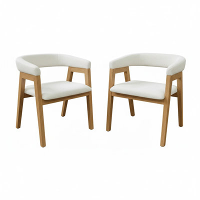 47cm H Boucle Upholstered Low Back Armchair in White
