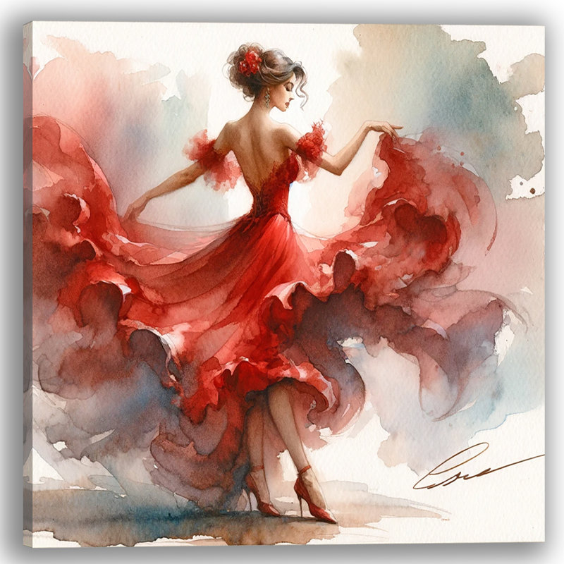 Flamenco Passion Dancer In Motion sur impression sur toile, H 20 po x l 20 po x P 1,5 po